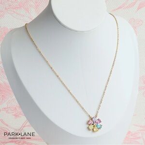 Park Lane Sorbet Necklace NWT Gold Tone Pastel CZ Floral Pendant $72 Retail